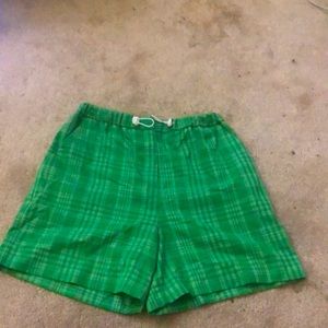 green plaid shorts